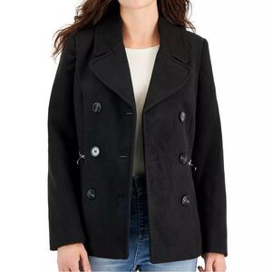 NWT Maralyn & Me Double-Breasted Peacoat in Black Womens Juniors Size XS